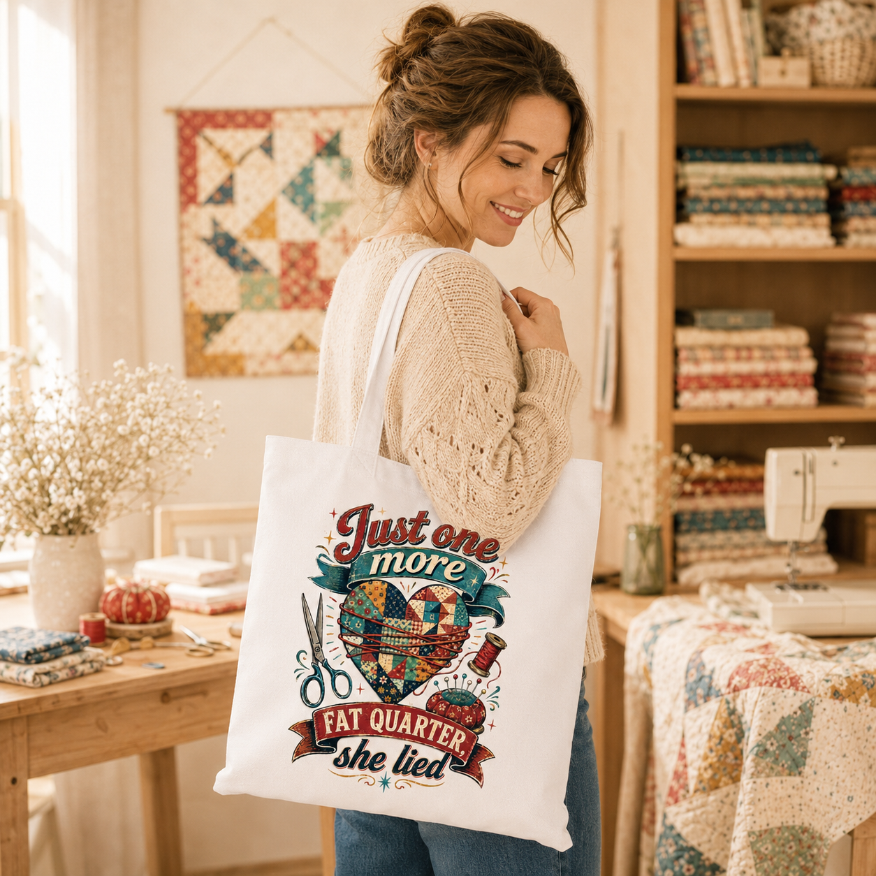Just One More Fat Quarter Quilting Tote Bag - Image 2