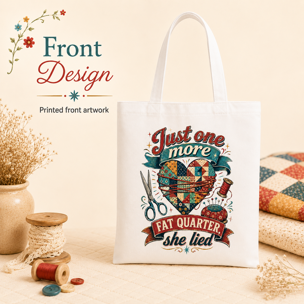 Just One More Fat Quarter Quilting Tote Bag - Image 8