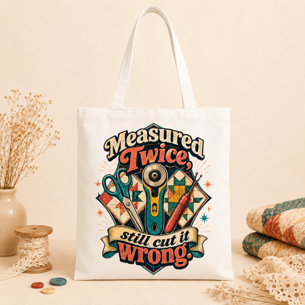 Measured Twice, Still Cut It Wrong Quilting Tote Bag