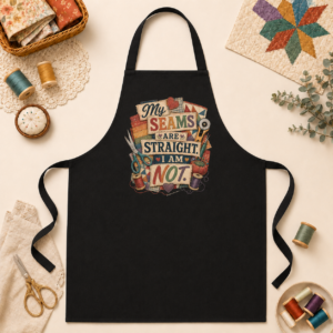 My Seams Are Straight. I Am Not. Black Cotton Apron
