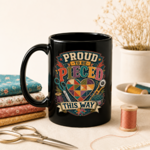 Proud to Be Pieced This Way Black Ceramic Mug