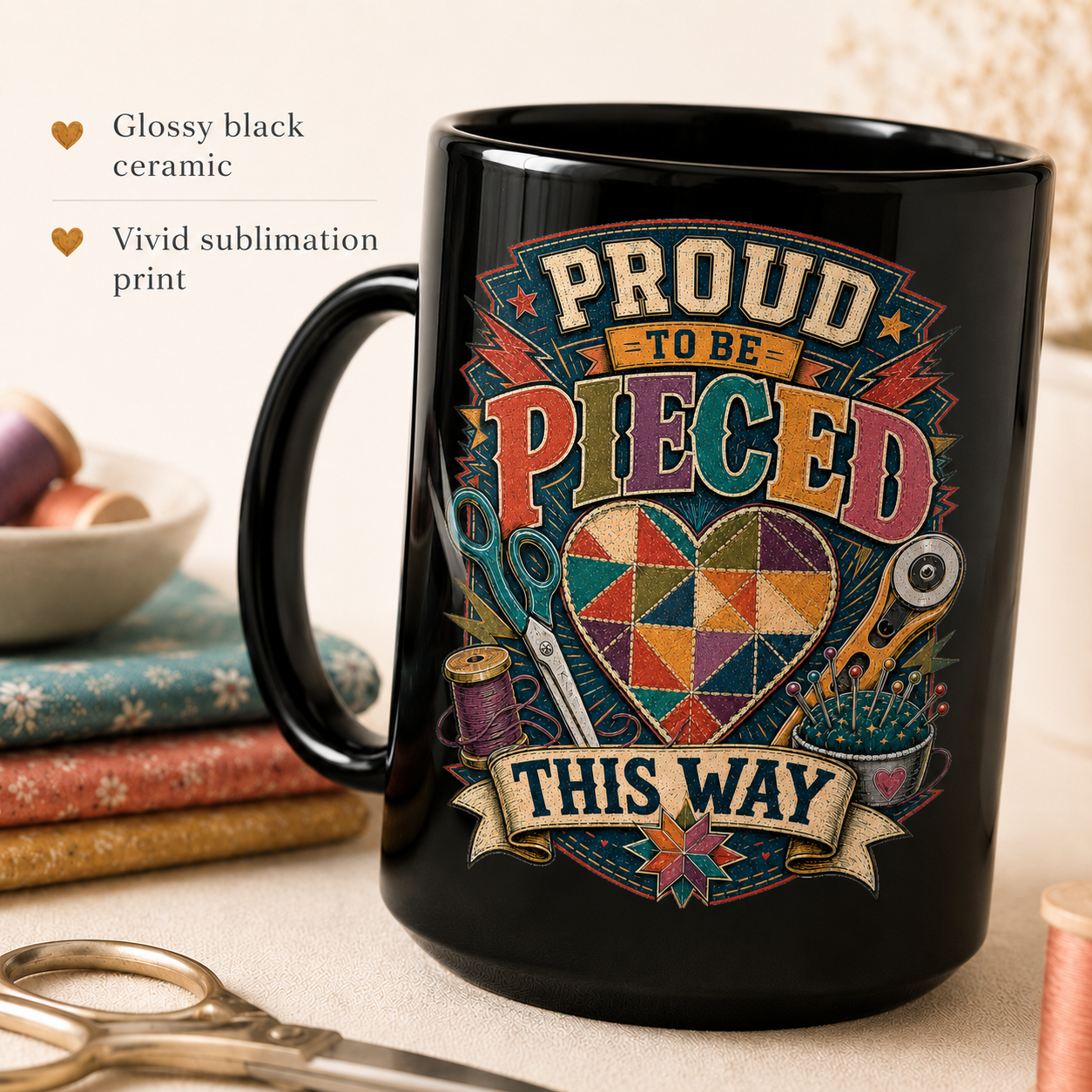 Proud to Be Pieced This Way Black Ceramic Mug - Image 3