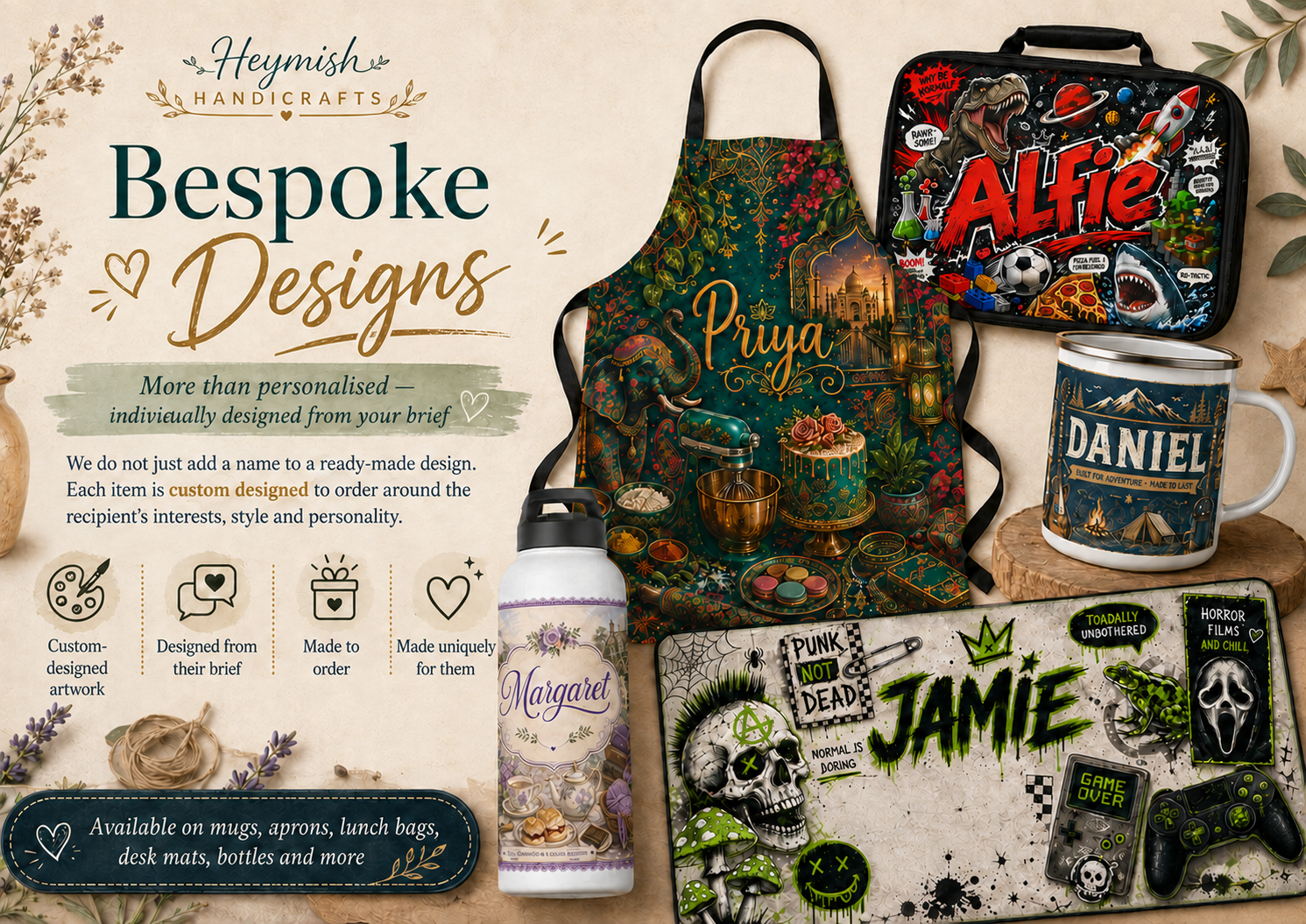 Heymish Handicrafts bespoke designs, individually created from a customer brief