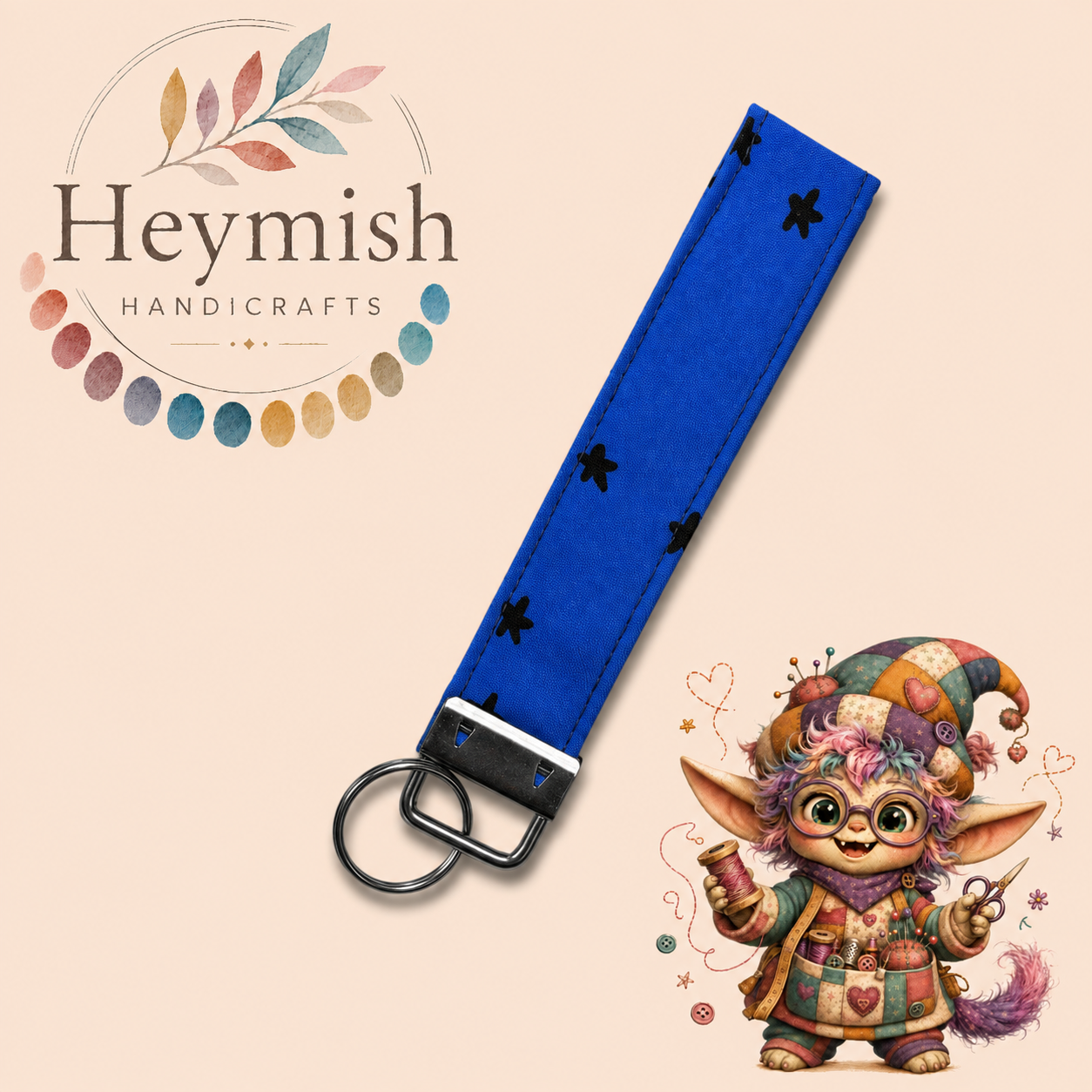 Blue Stars Keybob Wristlette