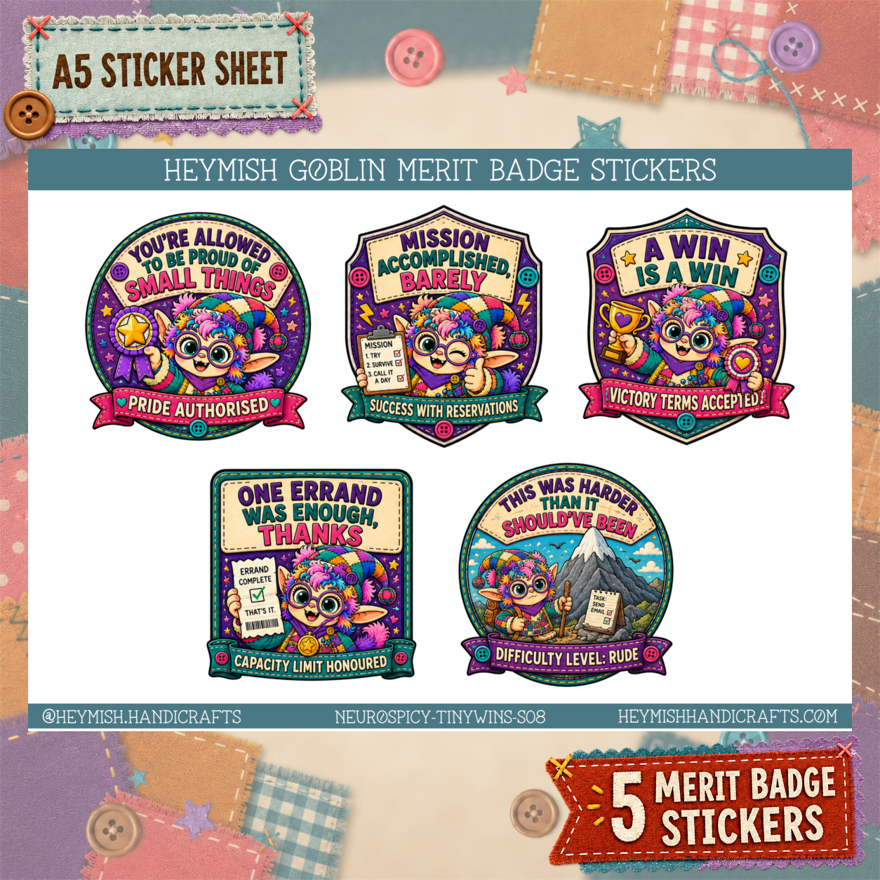 Tiny Wins Merit Badges – Set 08